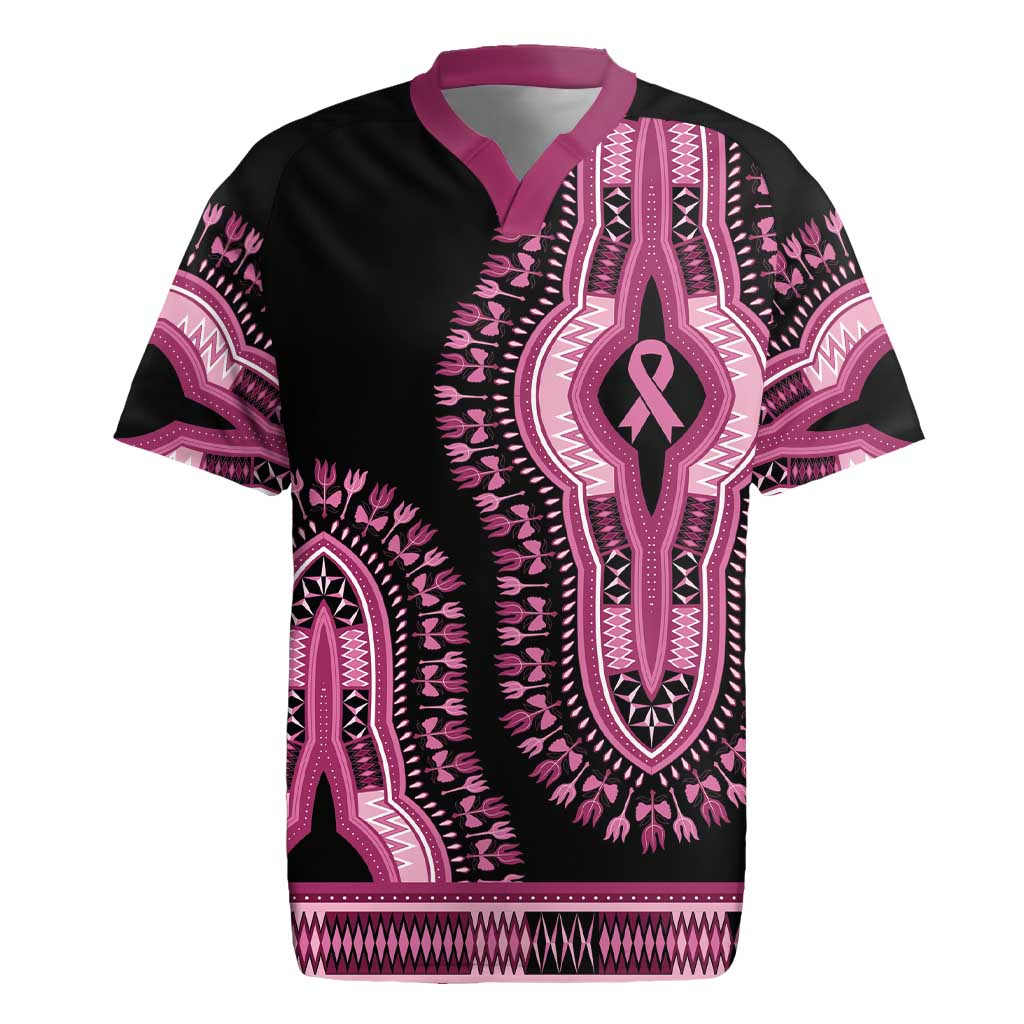 Breast Cancer Awareness Pink Ribbon Rugby Jersey Dashiki Style - Wonder Print Shop