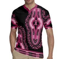 Breast Cancer Awareness Pink Ribbon Rugby Jersey Dashiki Style - Wonder Print Shop
