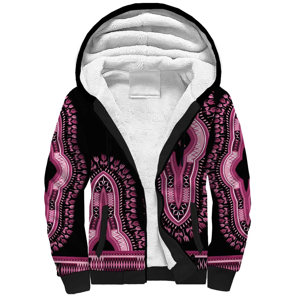 Breast Cancer Awareness Pink Ribbon Sherpa Hoodie Dashiki Style - Wonder Print Shop