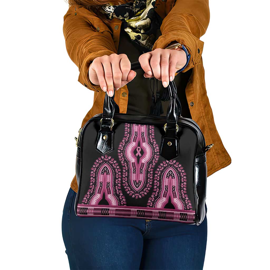 Breast Cancer Awareness Pink Ribbon Shoulder Handbag Dashiki Style - Wonder Print Shop