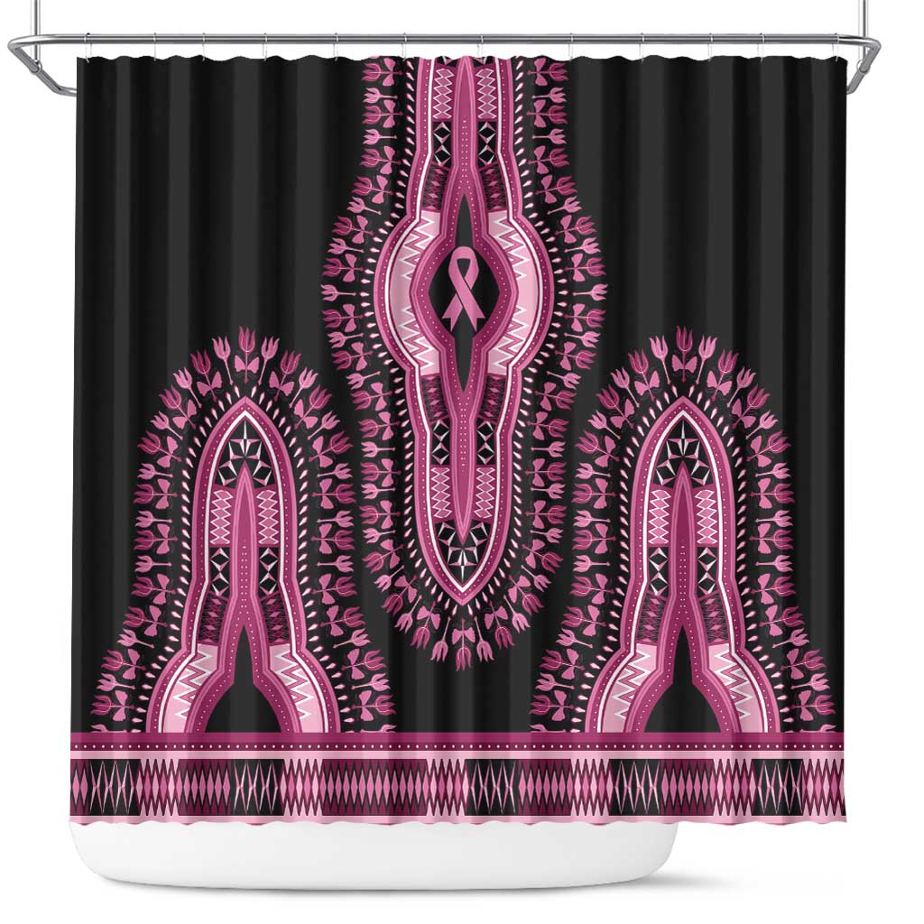Breast Cancer Awareness Pink Ribbon Shower Curtain Dashiki Style - Wonder Print Shop