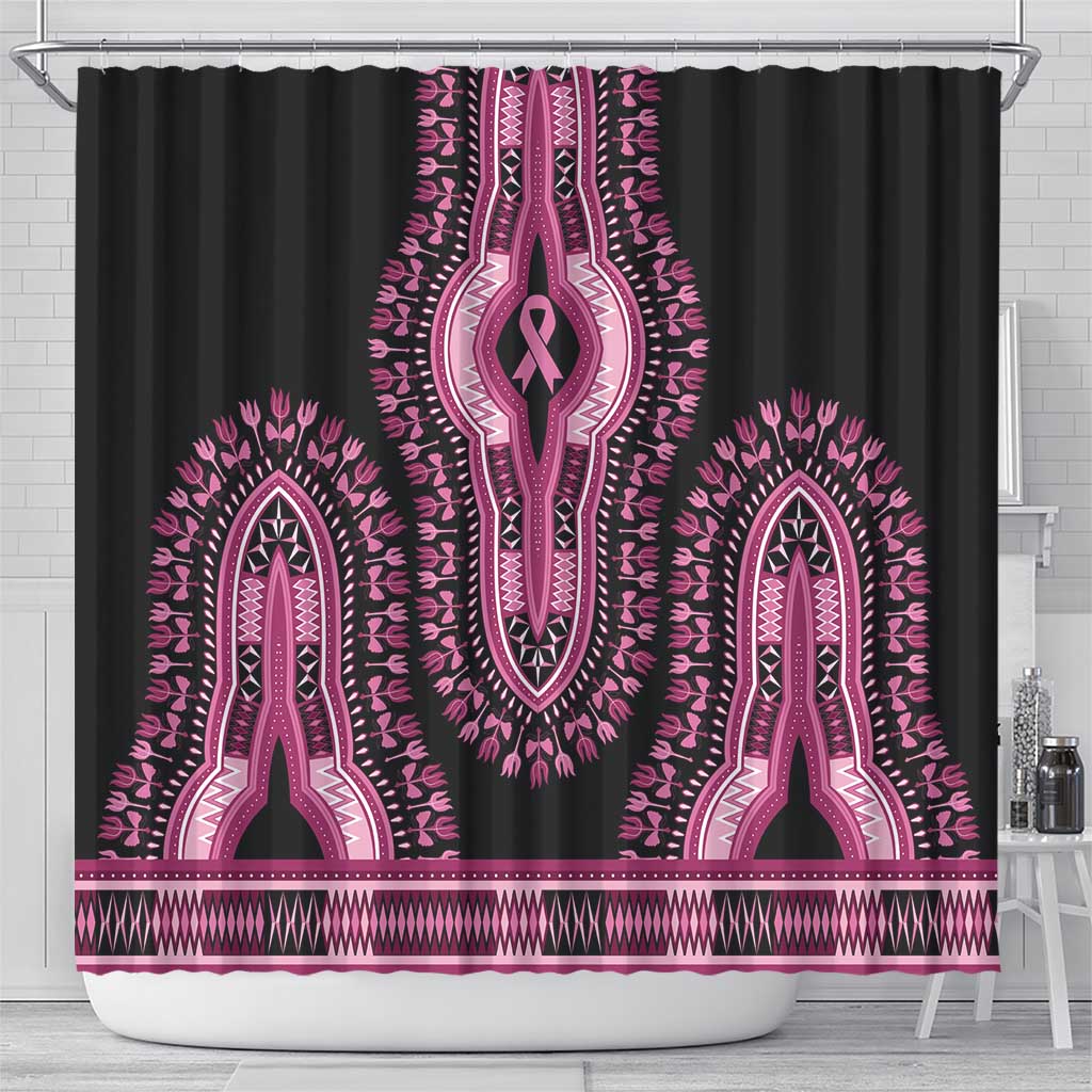Breast Cancer Awareness Pink Ribbon Shower Curtain Dashiki Style - Wonder Print Shop