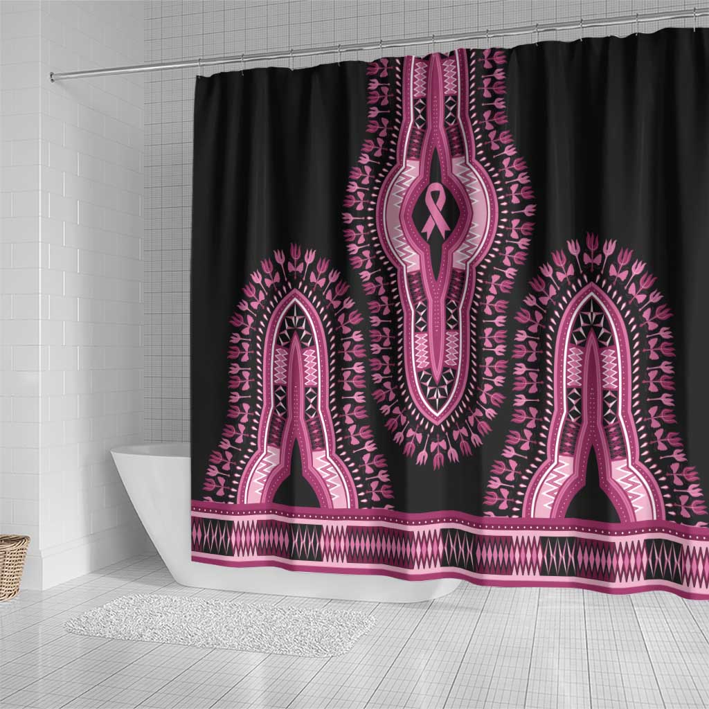 Breast Cancer Awareness Pink Ribbon Shower Curtain Dashiki Style - Wonder Print Shop