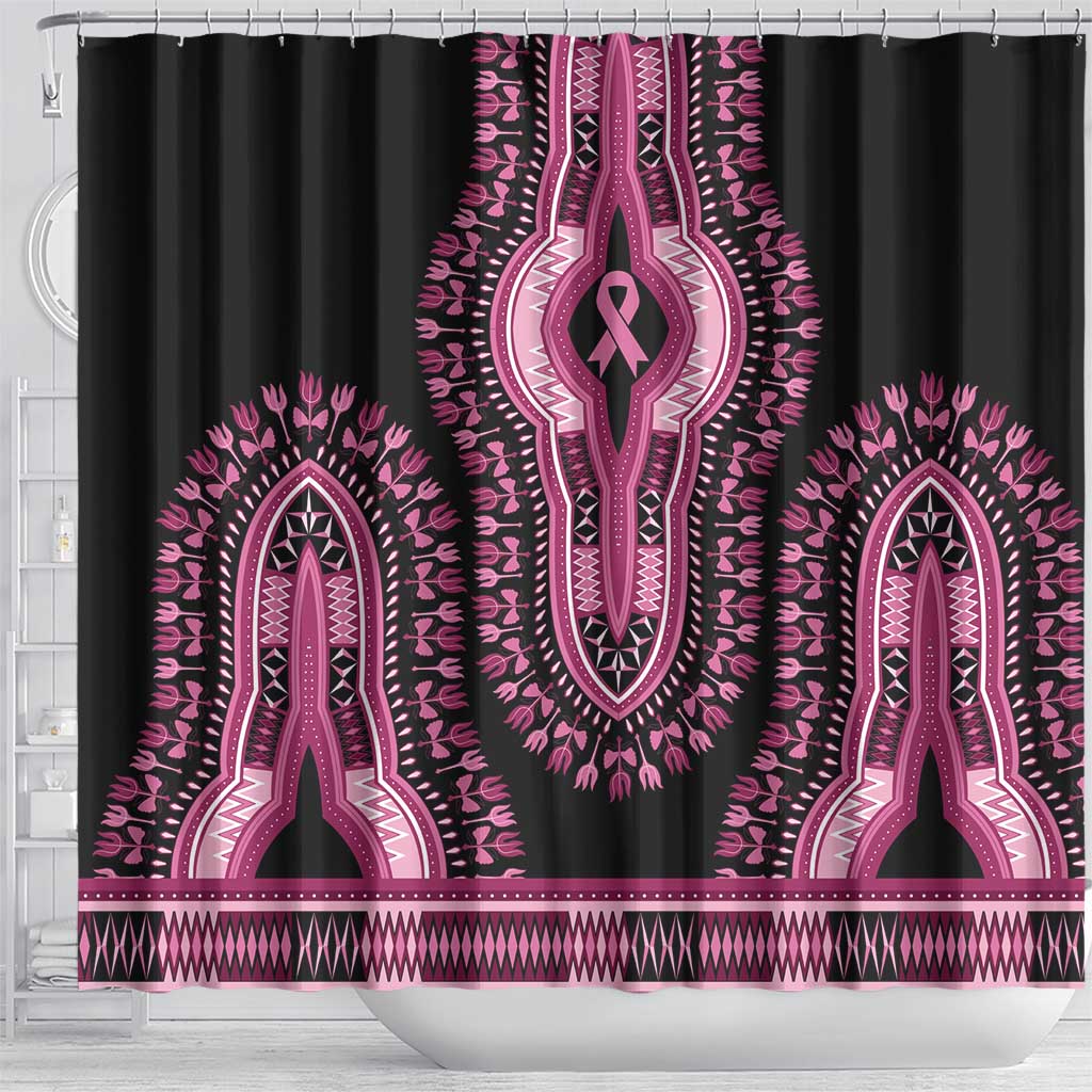 Breast Cancer Awareness Pink Ribbon Shower Curtain Dashiki Style - Wonder Print Shop