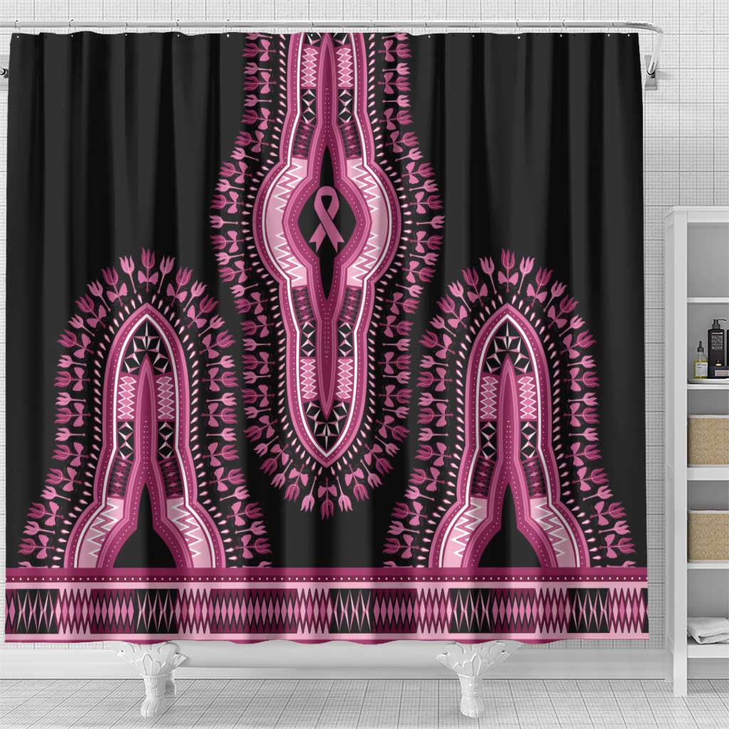 Breast Cancer Awareness Pink Ribbon Shower Curtain Dashiki Style - Wonder Print Shop