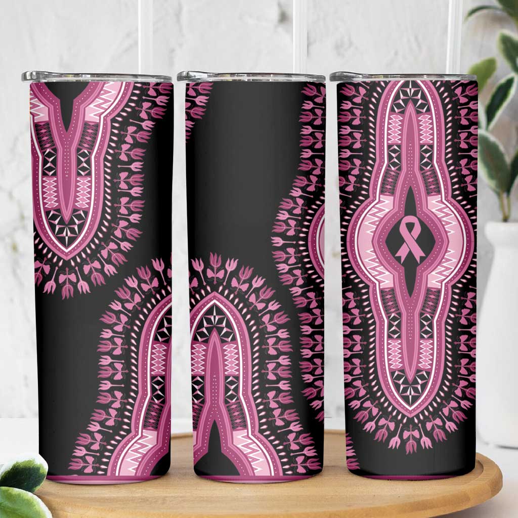 Breast Cancer Awareness Pink Ribbon Skinny Tumbler Dashiki Style - Wonder Print Shop