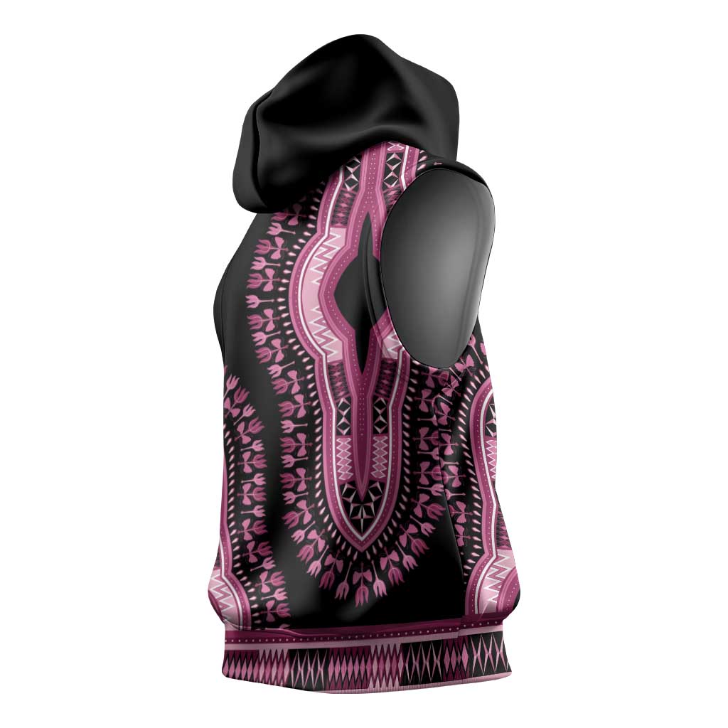 Breast Cancer Awareness Pink Ribbon Sleeveless Hoodie Dashiki Style - Wonder Print Shop