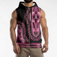 Breast Cancer Awareness Pink Ribbon Sleeveless Zip Hoodie Dashiki Style - Wonder Print Shop