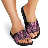 Breast Cancer Awareness Pink Ribbon Slide Sandals Dashiki Style - Wonder Print Shop