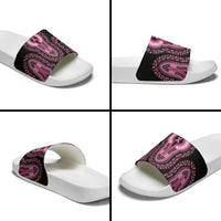 Breast Cancer Awareness Pink Ribbon Slide Sandals Dashiki Style - Wonder Print Shop