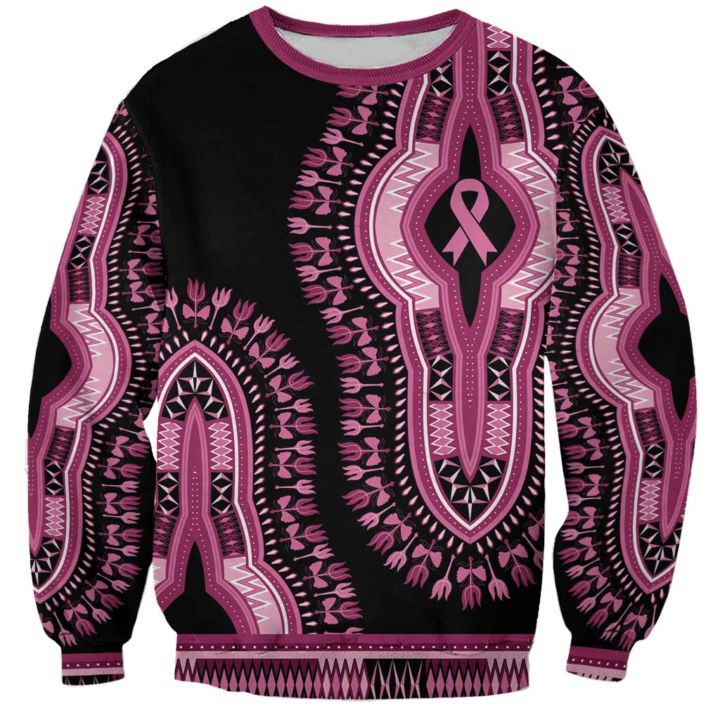 Breast Cancer Awareness Pink Ribbon Sweatshirt Dashiki Style - Wonder Print Shop