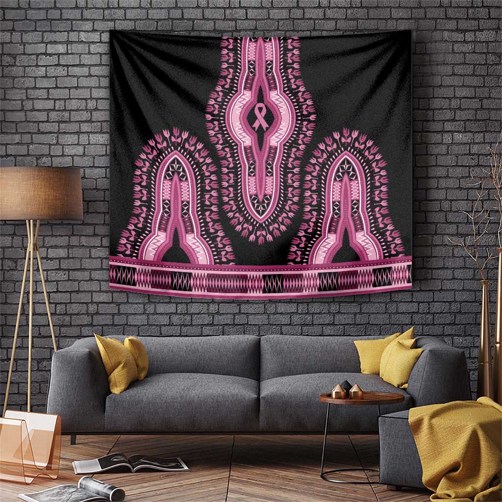 Breast Cancer Awareness Pink Ribbon Tapestry Dashiki Style - Wonder Print Shop