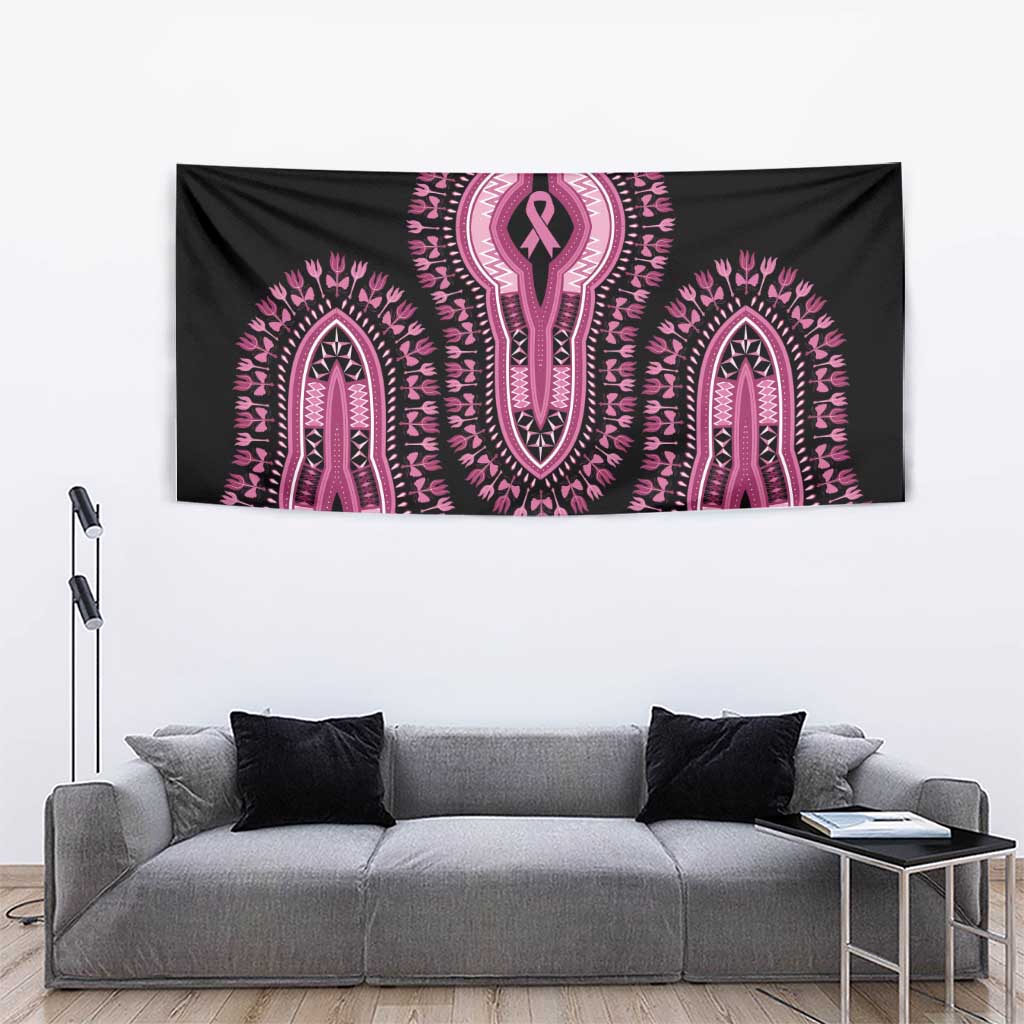 Breast Cancer Awareness Pink Ribbon Tapestry Dashiki Style - Wonder Print Shop