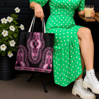 Breast Cancer Awareness Pink Ribbon Tote Bag Dashiki Style - Wonder Print Shop