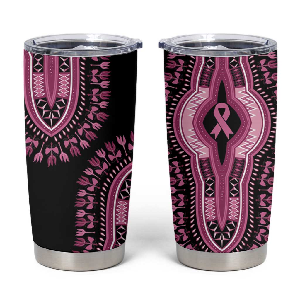Breast Cancer Awareness Pink Ribbon Tumbler Cup Dashiki Style - Wonder Print Shop
