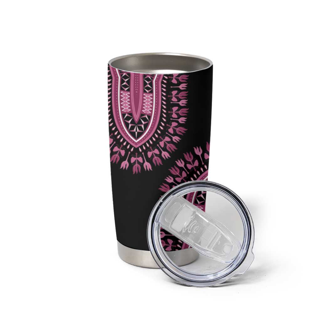 Breast Cancer Awareness Pink Ribbon Tumbler Cup Dashiki Style - Wonder Print Shop