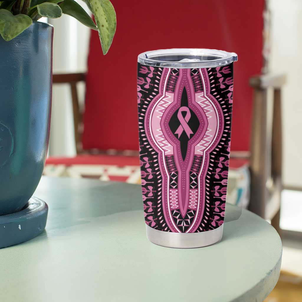 Breast Cancer Awareness Pink Ribbon Tumbler Cup Dashiki Style - Wonder Print Shop