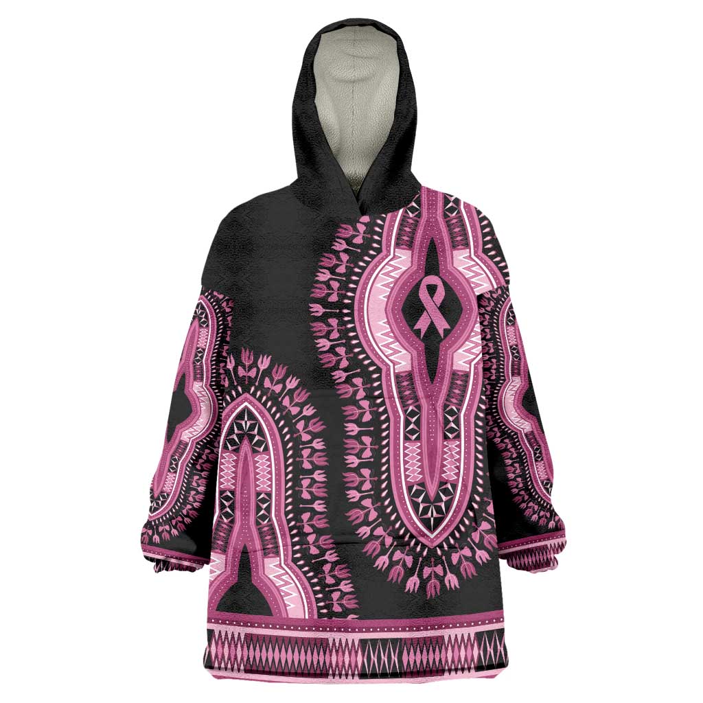 Breast Cancer Awareness Pink Ribbon Wearable Blanket Hoodie Dashiki Style - Wonder Print Shop