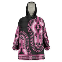 Breast Cancer Awareness Pink Ribbon Wearable Blanket Hoodie Dashiki Style - Wonder Print Shop