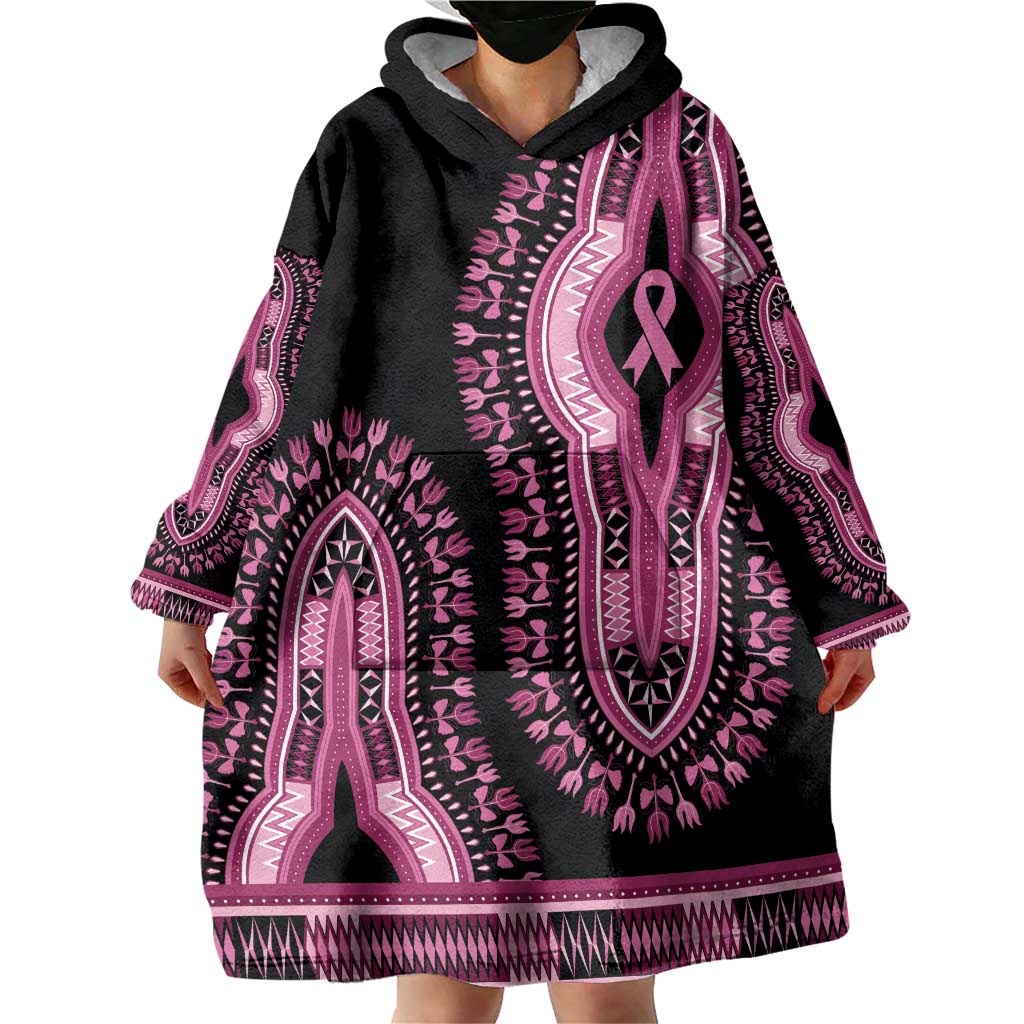 Breast Cancer Awareness Pink Ribbon Wearable Blanket Hoodie Dashiki Style - Wonder Print Shop