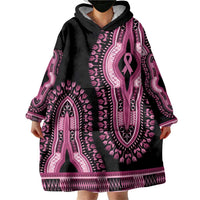 Breast Cancer Awareness Pink Ribbon Wearable Blanket Hoodie Dashiki Style - Wonder Print Shop