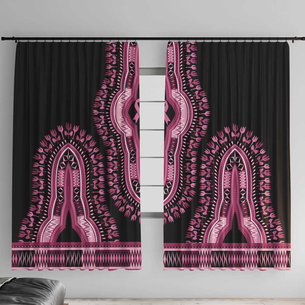 Breast Cancer Awareness Pink Ribbon Window Curtain Dashiki Style - Wonder Print Shop