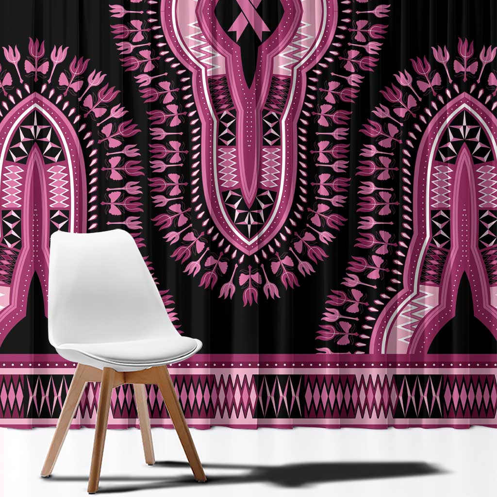 Breast Cancer Awareness Pink Ribbon Window Curtain Dashiki Style - Wonder Print Shop
