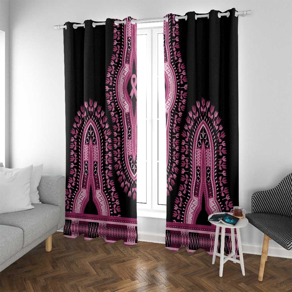 Breast Cancer Awareness Pink Ribbon Window Curtain Dashiki Style - Wonder Print Shop