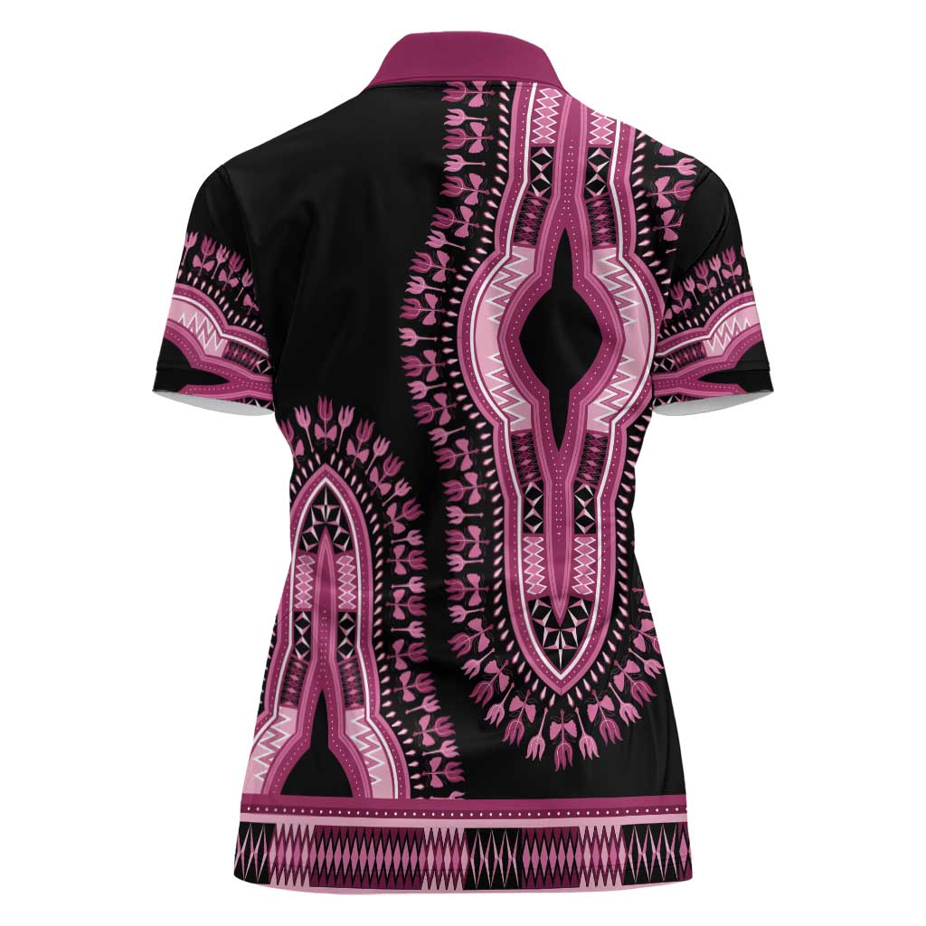 Breast Cancer Awareness Pink Ribbon Women Polo Shirt Dashiki Style - Wonder Print Shop