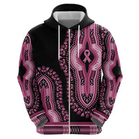 Breast Cancer Awareness Pink Ribbon Zip Hoodie Dashiki Style - Wonder Print Shop