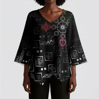 Afro Haiti Vodou Milokan Kimono Sleeve Blouse