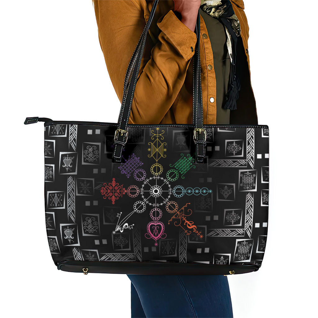 Afro Haiti Vodou Milokan Leather Tote Bag