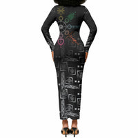 Afro Haiti Vodou Milokan Long Sleeve Bodycon Dress