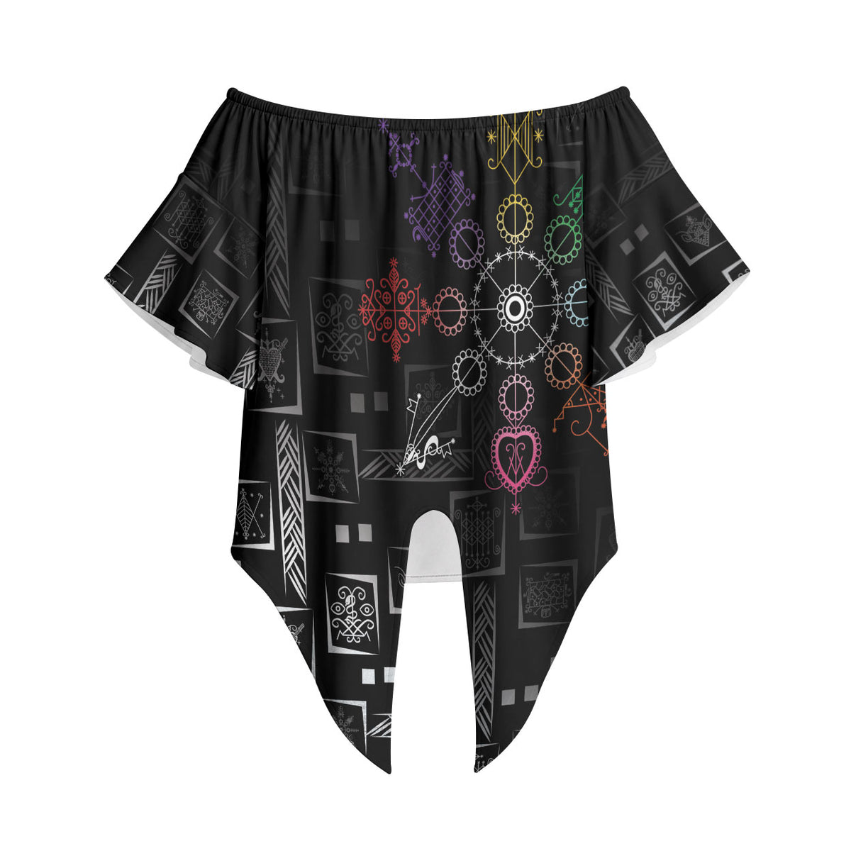 Afro Haiti Vodou Milokan Off Shoulder Wrap Waist Top