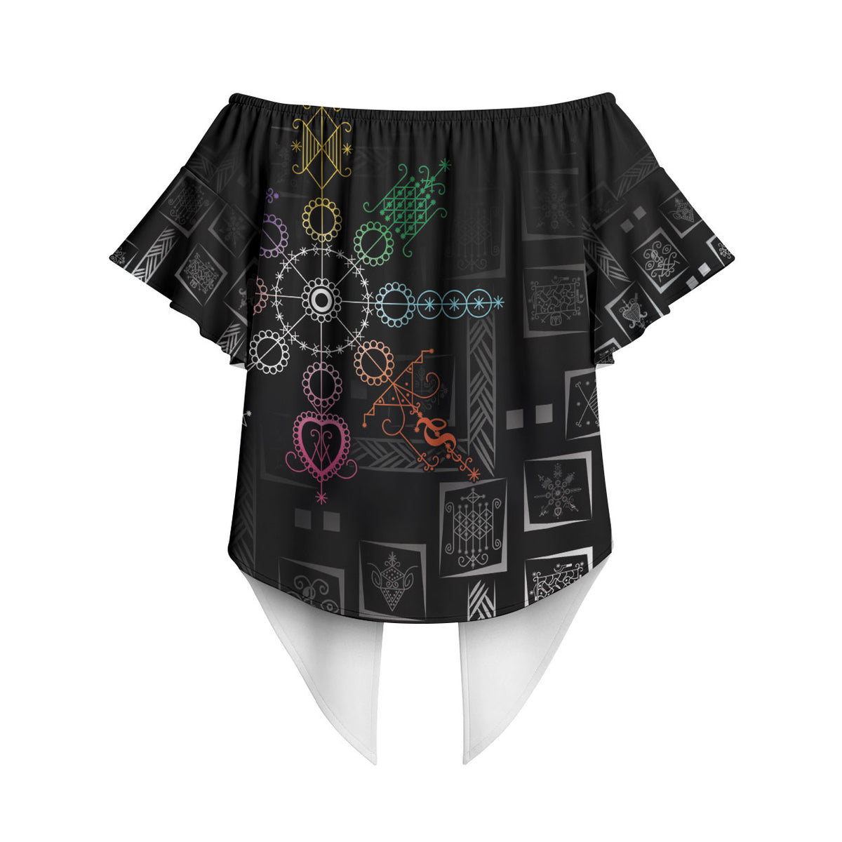 Afro Haiti Vodou Milokan Off Shoulder Wrap Waist Top