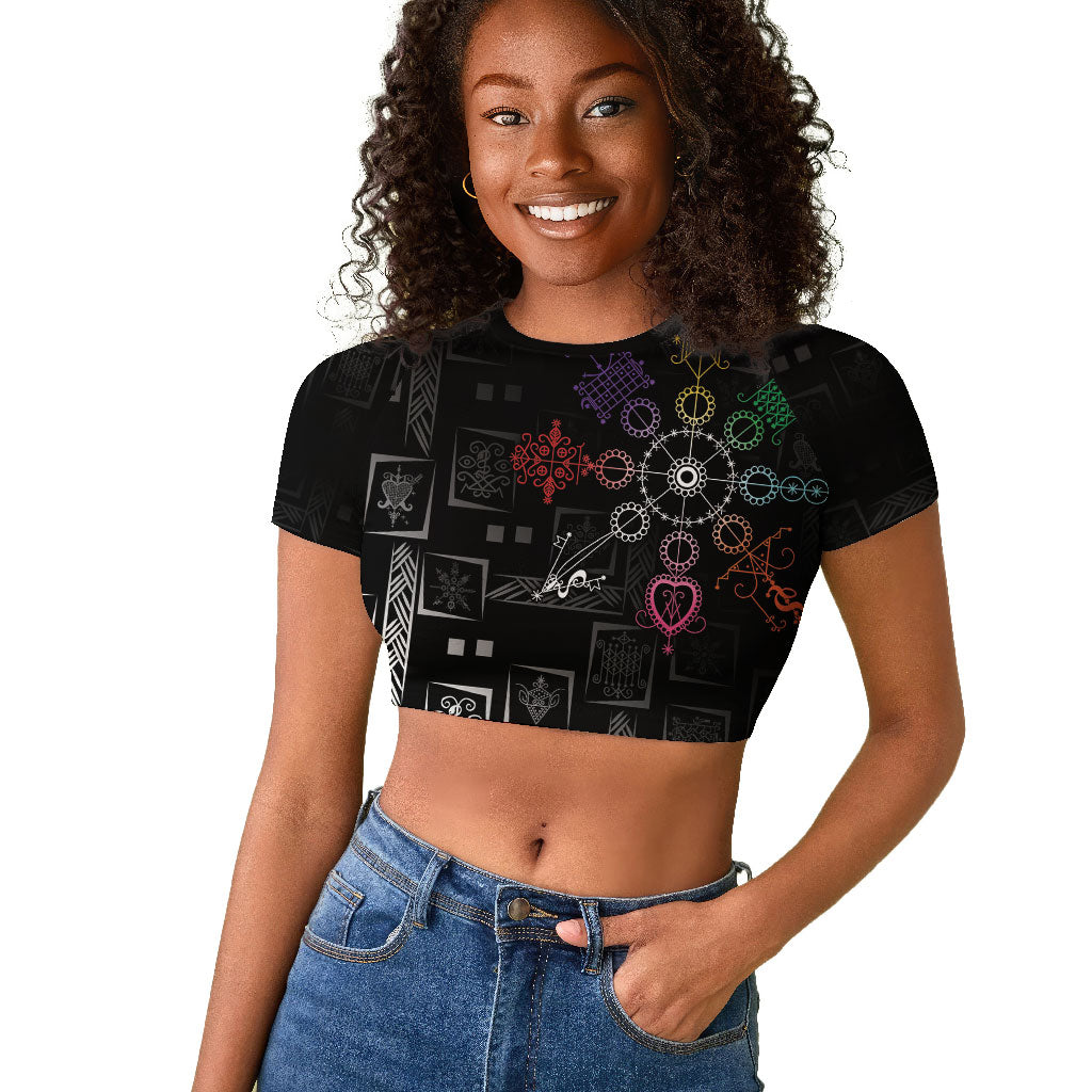 Afro Haiti Vodou Milokan Raglan Cropped T shirt