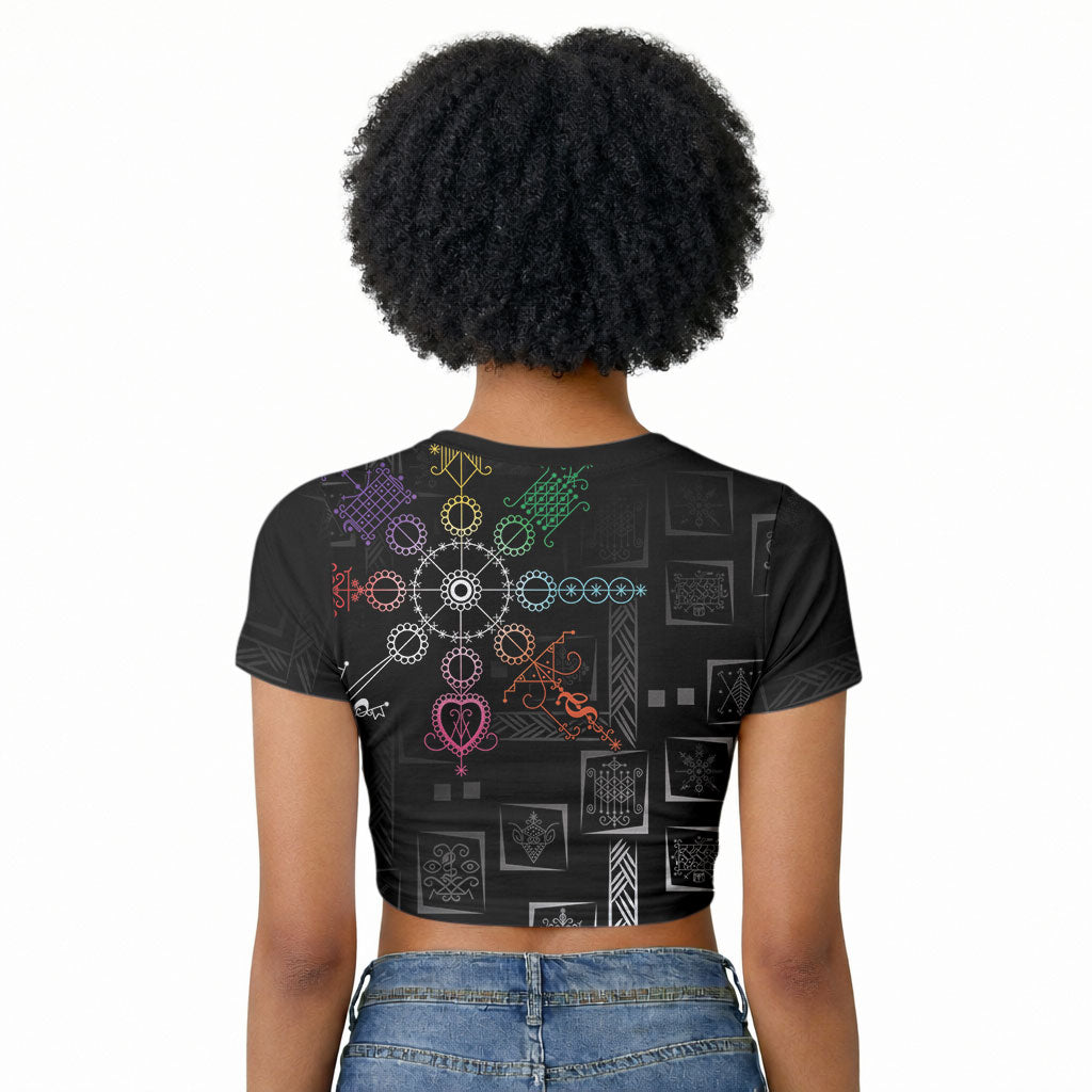 Afro Haiti Vodou Milokan Raglan Cropped T shirt