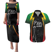 St Kitts Nevis Cricket Custom Couples Matching Puletasi and Hawaiian Shirt Go Patriots Go Champions - Wonder Print Shop