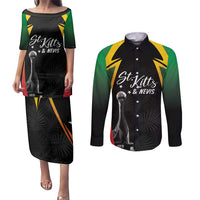 St Kitts Nevis Cricket Custom Couples Matching Puletasi and Long Sleeve Button Shirt Go Patriots Go Champions - Wonder Print Shop