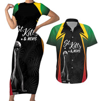 St Kitts Nevis Cricket Custom Couples Matching Short Sleeve Bodycon Dress and Hawaiian Shirt Go Patriots Go Champions - Wonder Print Shop