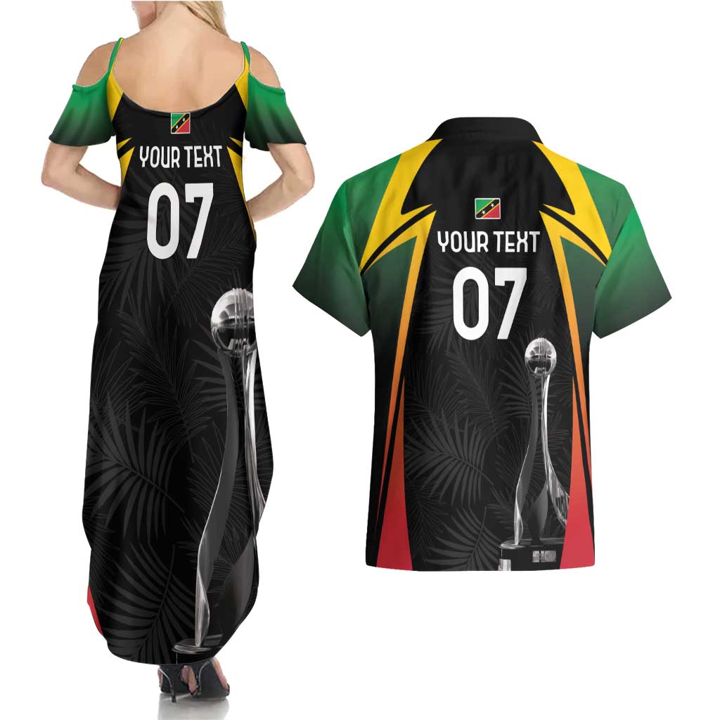 St Kitts Nevis Cricket Custom Couples Matching Summer Maxi Dress and Hawaiian Shirt Go Patriots Go Champions - Wonder Print Shop