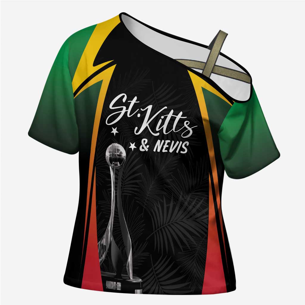 St Kitts Nevis Cricket Custom Cross Shoulder Shirt Go Patriots Go Champions - Wonder Print Shop