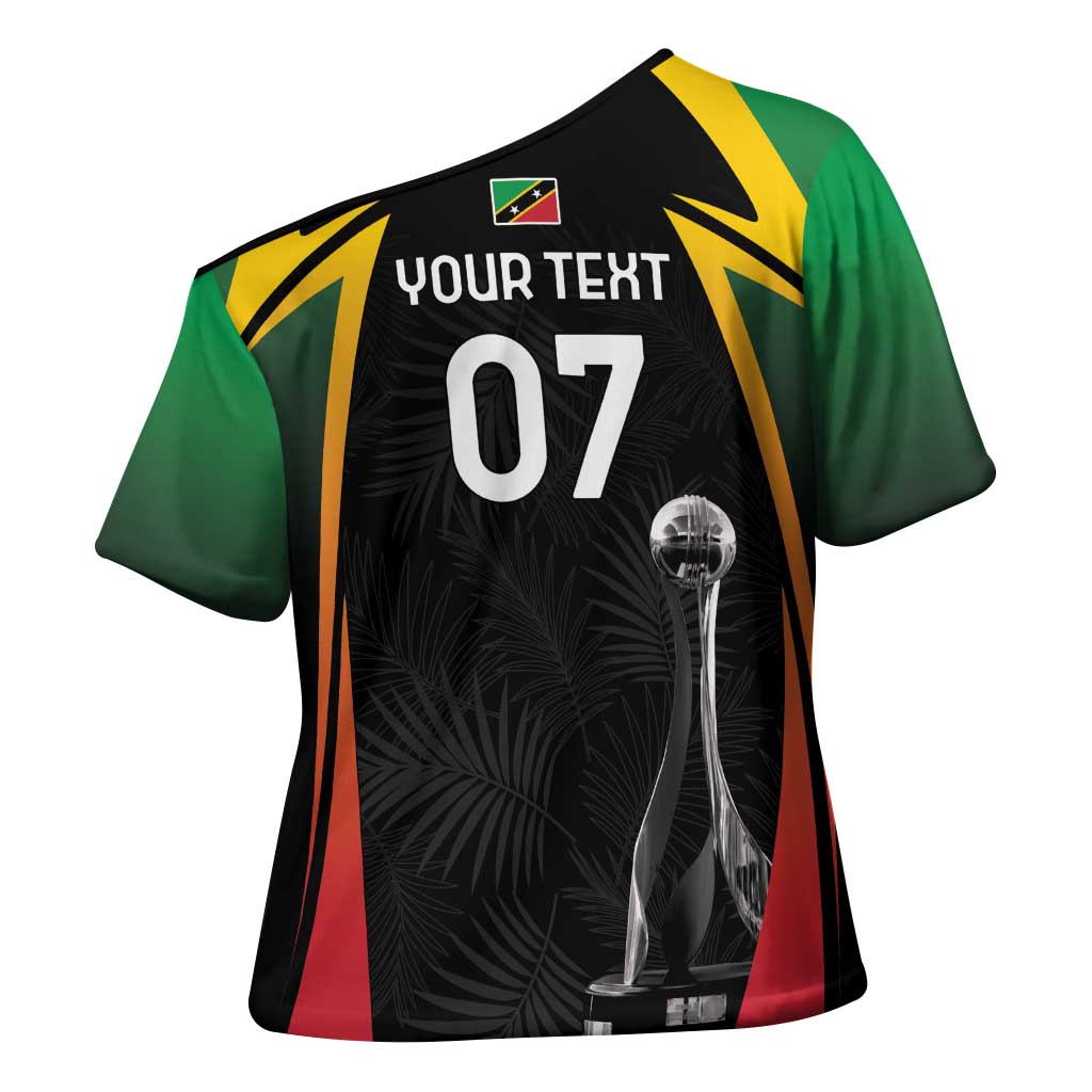 St Kitts Nevis Cricket Custom Cross Shoulder Shirt Go Patriots Go Champions - Wonder Print Shop