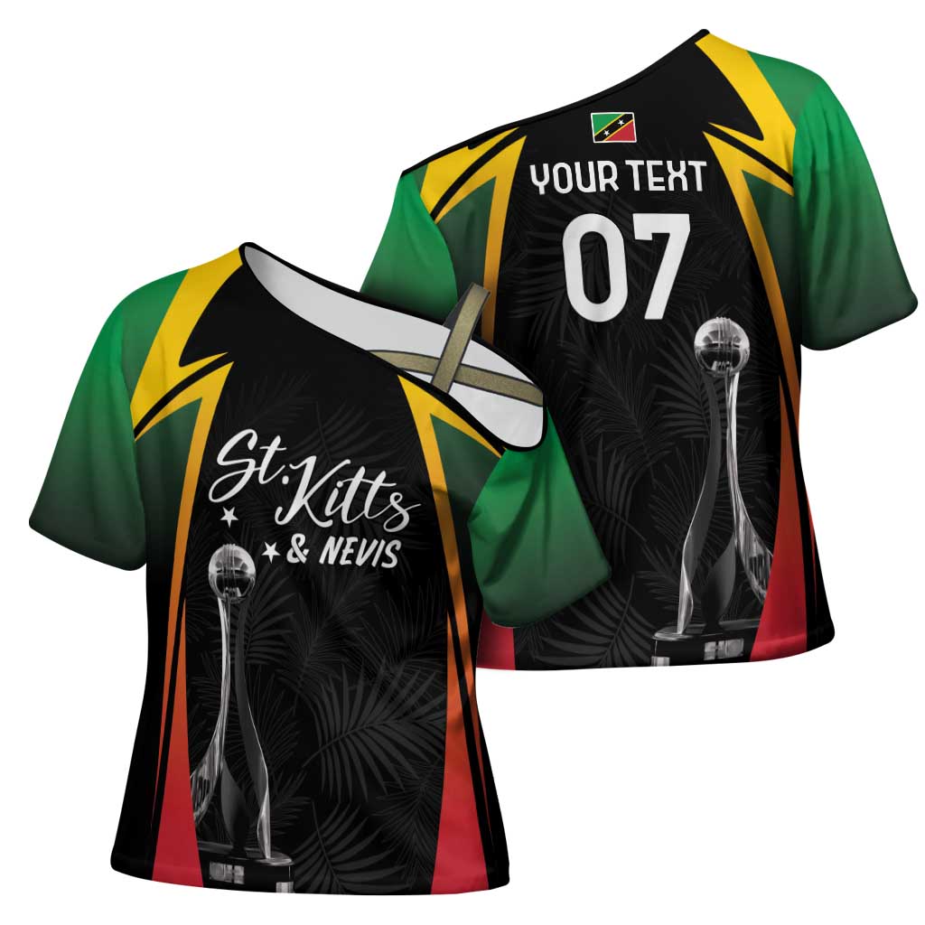 St Kitts Nevis Cricket Custom Cross Shoulder Shirt Go Patriots Go Champions - Wonder Print Shop