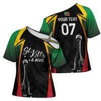 St Kitts Nevis Cricket Custom Cross Shoulder Shirt Go Patriots Go Champions - Wonder Print Shop