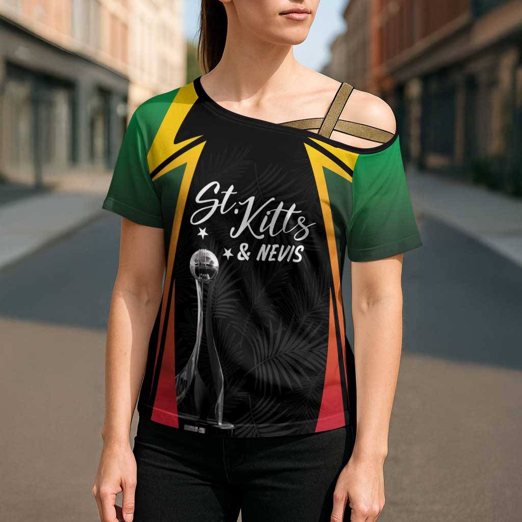 St Kitts Nevis Cricket Custom Cross Shoulder Shirt Go Patriots Go Champions - Wonder Print Shop