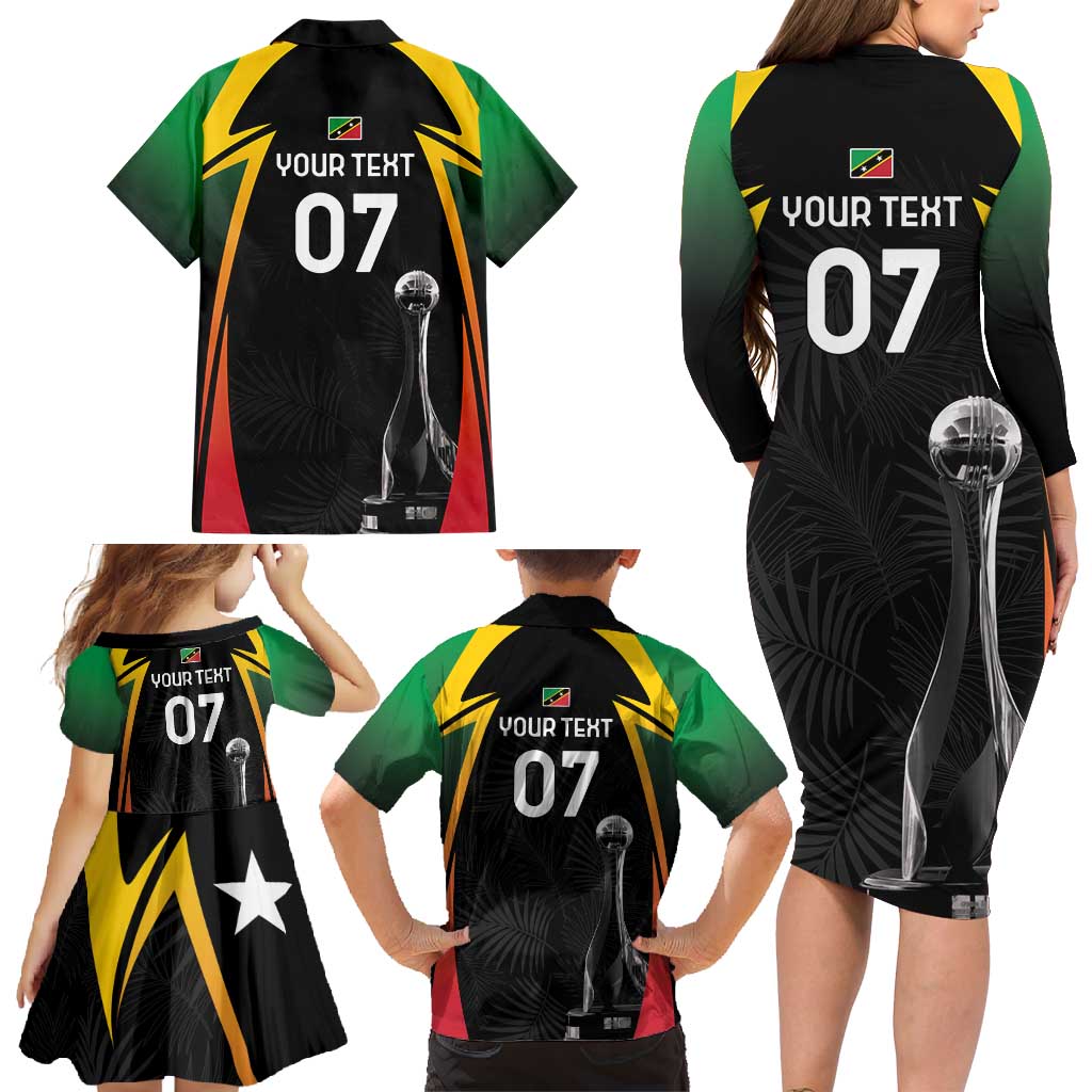 St Kitts Nevis Cricket Custom Family Matching Long Sleeve Bodycon Dress and Hawaiian Shirt Go Patriots Go Champions - Wonder Print Shop
