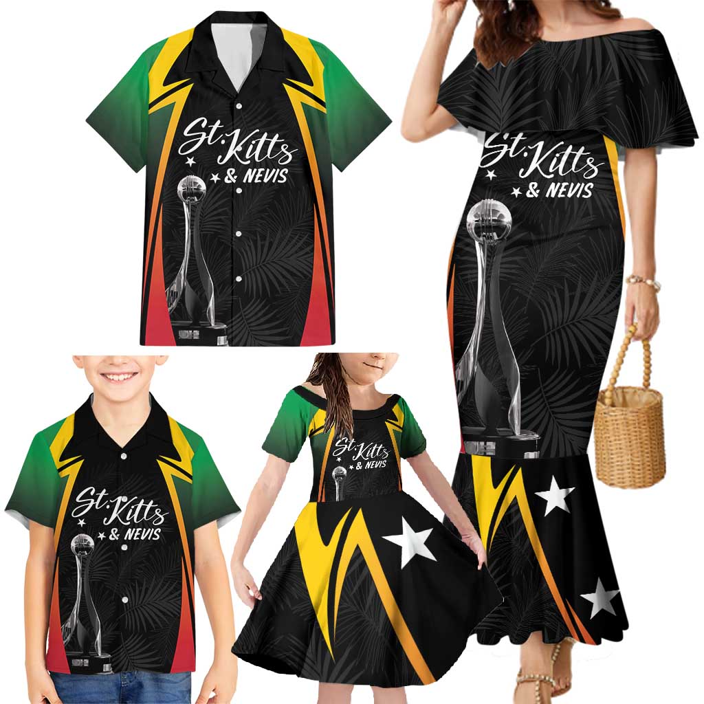 St Kitts Nevis Cricket Custom Family Matching Mermaid Dress and Hawaiian Shirt Go Patriots Go Champions - Wonder Print Shop