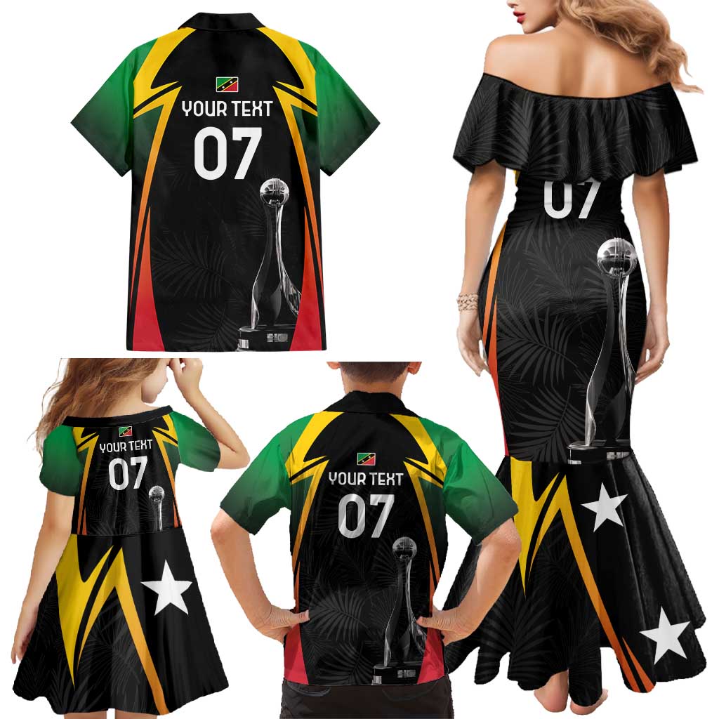 St Kitts Nevis Cricket Custom Family Matching Mermaid Dress and Hawaiian Shirt Go Patriots Go Champions - Wonder Print Shop