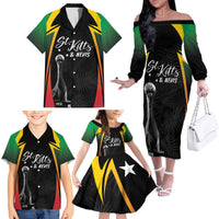 St Kitts Nevis Cricket Custom Family Matching Off The Shoulder Long Sleeve Dress and Hawaiian Shirt Go Patriots Go Champions - Wonder Print Shop
